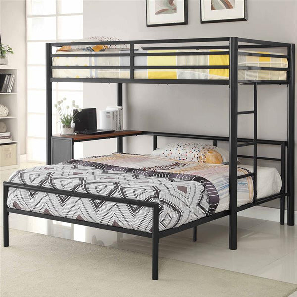 Fisher Twin Over Full Workstation Loft Bed Set Gunmetal - 460229-S2F