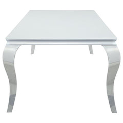 Carone Rectangular Glass Top Dining Table White and Chrome - 115081