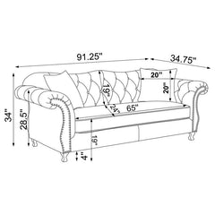 Frostine 3-piece Upholstered Tufted Sofa Set Silver - 551161-S3