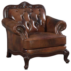 Victoria Full Leather Upholstered Rolled Arm Chair Brown - 500683
