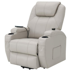 Sanger Upholstered Power Lift Massage Recliner Champagne - 600497P