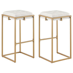 Nadia Square Padded Seat Bar Stool (Set of 2) Beige and Gold - 183646
