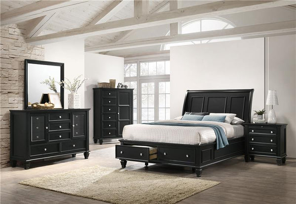 Sandy Beach Wood Eastern King Storage Panel Bed Black - 201329KE