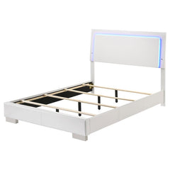 Felicity Wood Full LED Panel Bed White High Gloss - 203500F