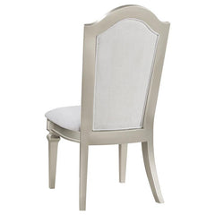 Evangeline Upholstered Dining Side Chair with Faux Diamond Trim Ivory and Silver Oak (Set of 2) - 107552