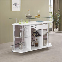 Gideon Crescent Shaped Glass Top Bar Unit with Drawer - 182235