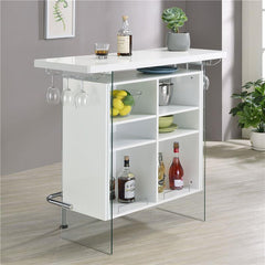 Acosta Rectangular Bar Unit with Footrest and Glass Side Panels - 182632