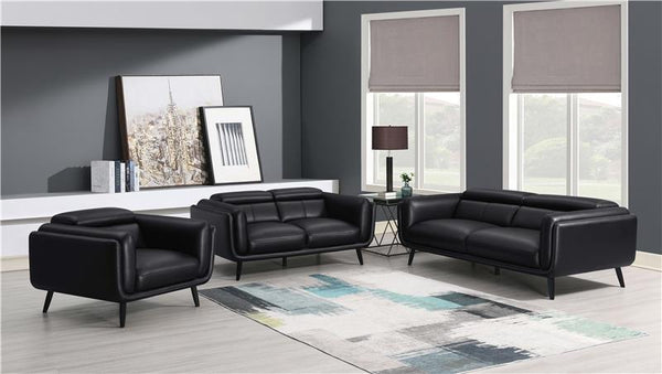 Shania 3-piece Upholstered Low Back Sofa Set Black - 509921-S3