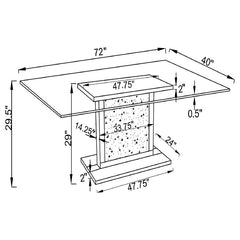 Marilyn Pedestal Rectangle Glass Top Dining Table Mirror - 115571N