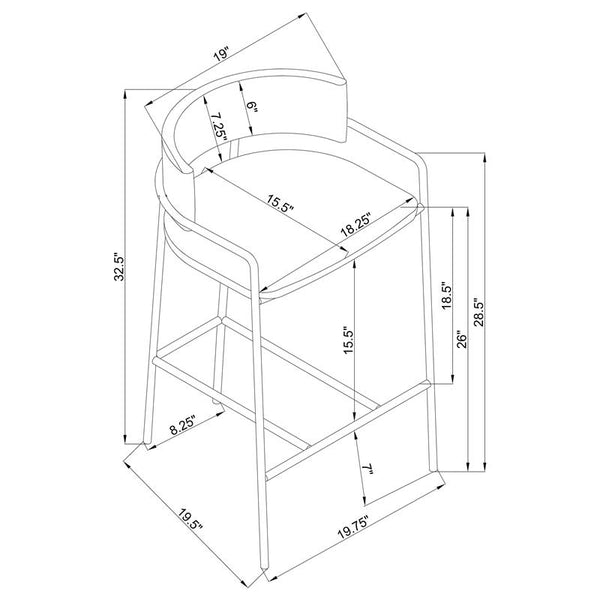 Comstock Upholstered Low Back Stool Grey and Gold - 182159