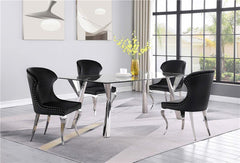 Alaia Rectangular Glass Top Dining Table Clear and Chrome - 190711