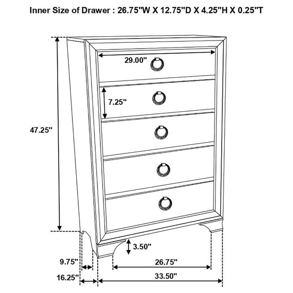 Salford 5-piece Queen Bedroom Set Metallic Sterling - 222721Q-S5