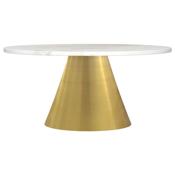 Avon Round Marble Top Stainless Steel Coffee Table White - 707828