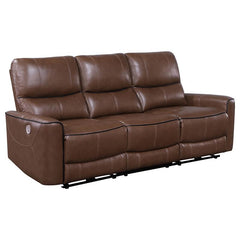 Greenfield 2-piece Power Reclining Sofa Set Saddle Brown - 610264P-S2