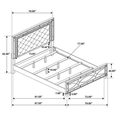 Gunnison Wood Eastern King LED Panel Bed Silver Metallic - 223211KE