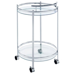 Chrissy 2-tier Round Glass Bar Cart Chrome - 181367