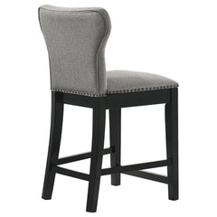 Rolando Upholstered Solid Back Counter Height Stools with Nailhead Trim (Set of 2) Grey and Black - 183028