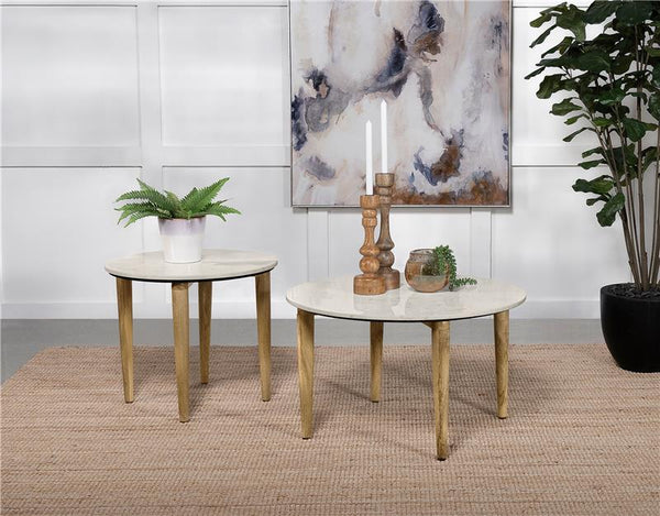 Aldis Round Marble Top Coffee Table White and Natural - 703718