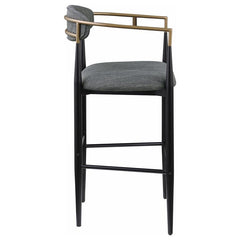 Tina Metal Pub Height Bar Stool with Upholstered Back and Seat Dark Grey (Set of 2) - 121189