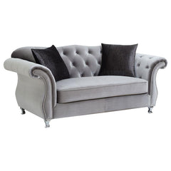 Frostine 2-piece Upholstered Tufted Sofa Set Silver - 551161-S2