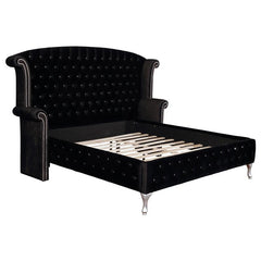 Deanna Upholstered Eastern King Wingback Bed Black - 206101KE
