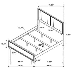 Janine Wood Eastern King Panel Bed Grey - 223551KE