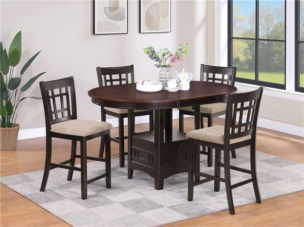 Lavon Oval Counter Height Table Light Chestnut and Espresso - 105278