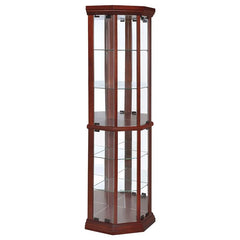 Appledale 6-shelf Corner Curio Display Cabinet Medium Brown - 3393