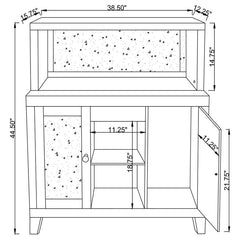 Yvaine 2-door Mirrored Wine Cabinet with Faux Crystal Inlay Silver - 115585