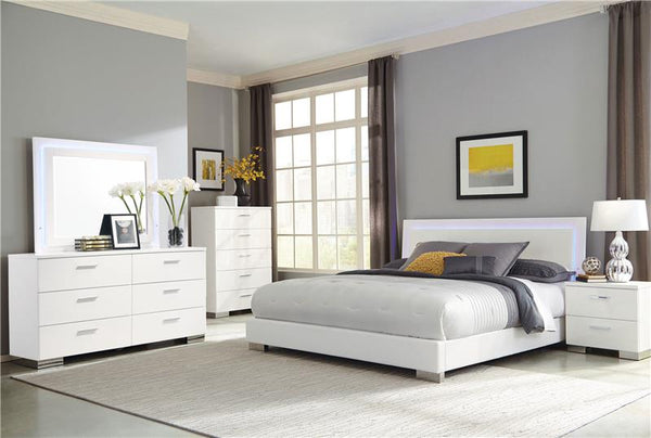 Felicity 6-drawer Dresser with LED Mirror Glossy White - 203503ML