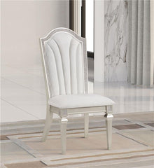 Evangeline Upholstered Dining Side Chair with Faux Diamond Trim Ivory and Silver Oak (Set of 2) - 107552