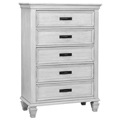 Franco 5-piece Eastern King Bedroom Set Distressed White - 205331KE-S5