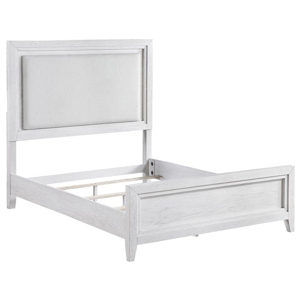 Marielle Queen Upholstered LED Panel Bed Distressed White - 224841Q