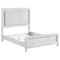 Marielle Queen Upholstered LED Panel Bed Distressed White - 224841Q
