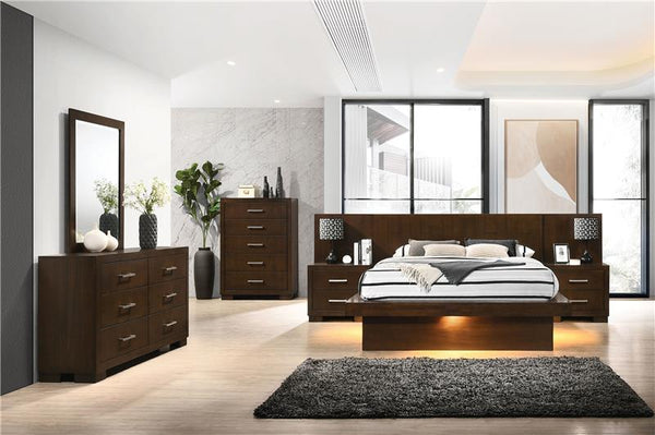 Jessica Wood California King LED Panel Bed Cappuccino - 200711KW