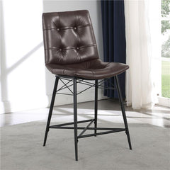 Aiken Upholstered Tufted Counter Height Stools Brown (Set of 2) - 107860