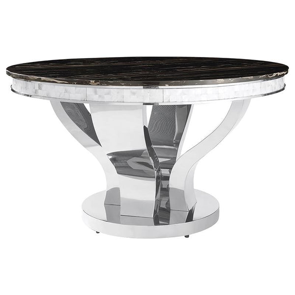 Anchorage Round Dining Table Chrome and Black - 107891