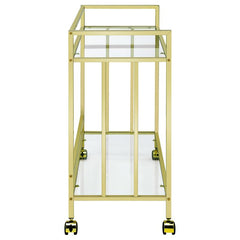 Cara Rectangular Glass Bar Cart Brass - 181381