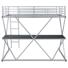 Hyde Metal Twin Workstation Loft Bed Silver - 400034T