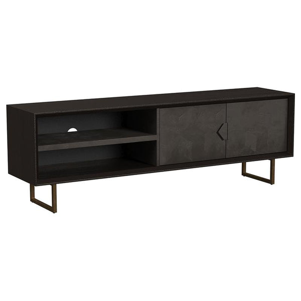 Marsden 2-door Mango Wood 70" TV Stand Charcoal Black - 703003