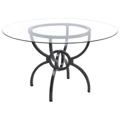 Aviano 48" Round Glass Top Dining Table Clear and Gunmetal - 108291BG