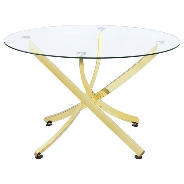 Beckham Round Dining Table Brass and Clear - 108441
