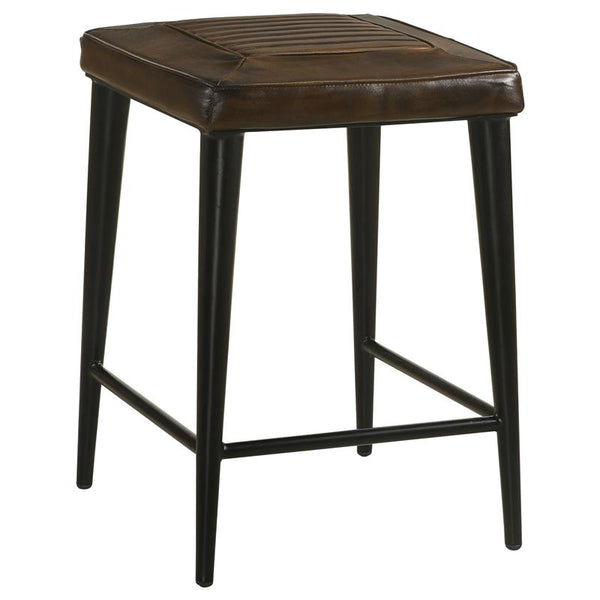 Alvaro Leather Upholstered Backless Counter Height Stool Antique Brown and Black (Set of 2) - 109078