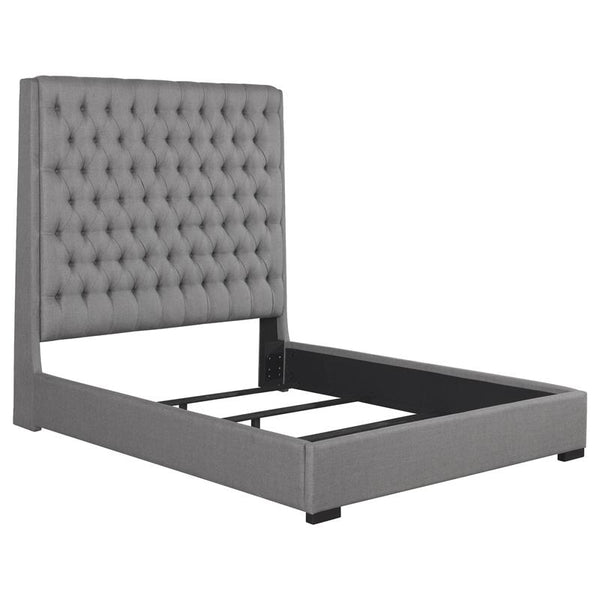 Camille Upholstered California King Panel Bed Grey - 300621KW