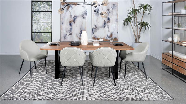 Emma Upholstered Dining Arm Chair Fog Grey and Black (Set of 2) - 115592