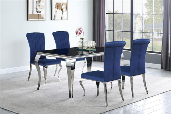 Carone 5-piece 61" Rectangular Dining Set Ink Blue and Chrome - 105071-S5B