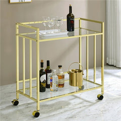 Cara Rectangular Glass Bar Cart Brass - 181381