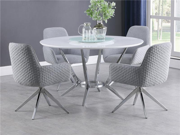Abby Round Dining Table with Lazy Susan White and Chrome - 110321