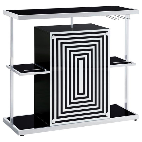 Zinnia 2-tier Bar Unit Glossy Black and White - 130076
