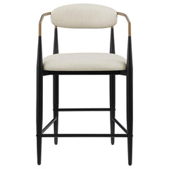 Tina Metal Counter Height Bar Stool with Upholstered Back and Seat Beige (Set of 2) - 121184